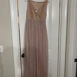 Mauve Sequin Bodice Tulle Maternity Dress size S Brand new with tags